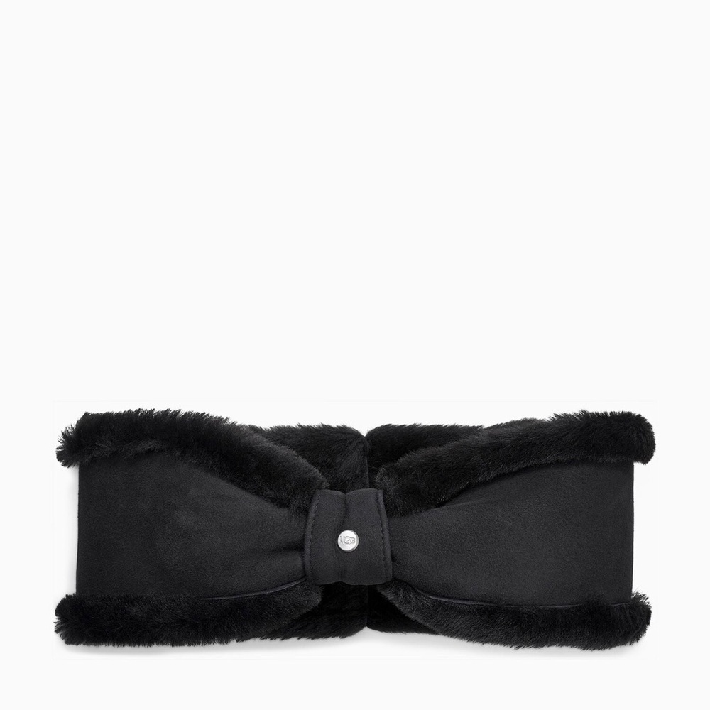 SOLD - UGG Genuine Shearling Bow Headband - Black
